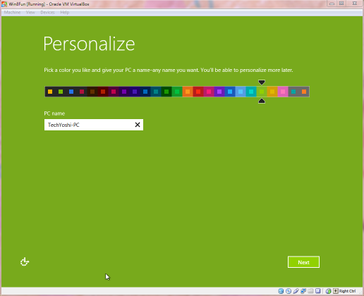 Windows 8 is asking me to personalize my color settings.
