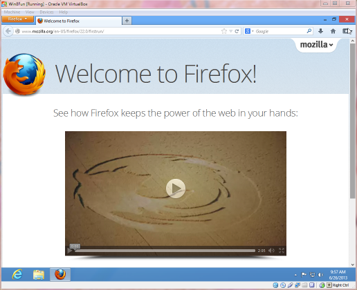 Firefox is up and running, but where the heck is the start button?